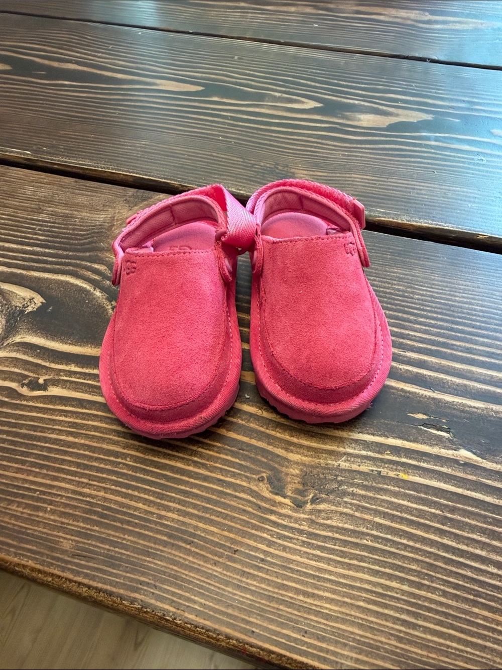 UGG Kids Hot Pink Suede Slip-On Strap Shoes